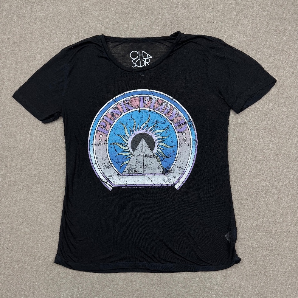 Pink Floyd x Chaser Womens Shirt Black Extra Small XS Short Sleeve Band Rock